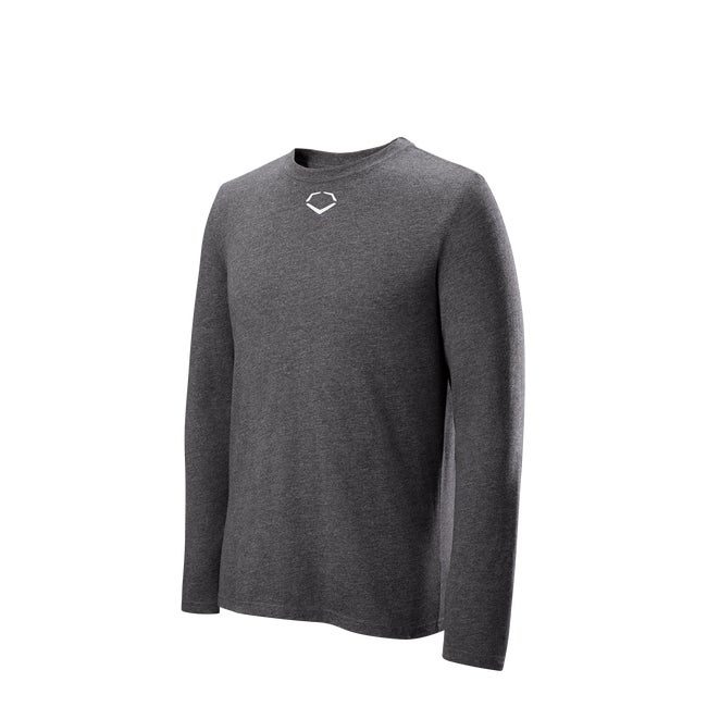 EvoShield Youth Heather Long Sleeve T-Shirt | Grey | Size: Large | Cotton
